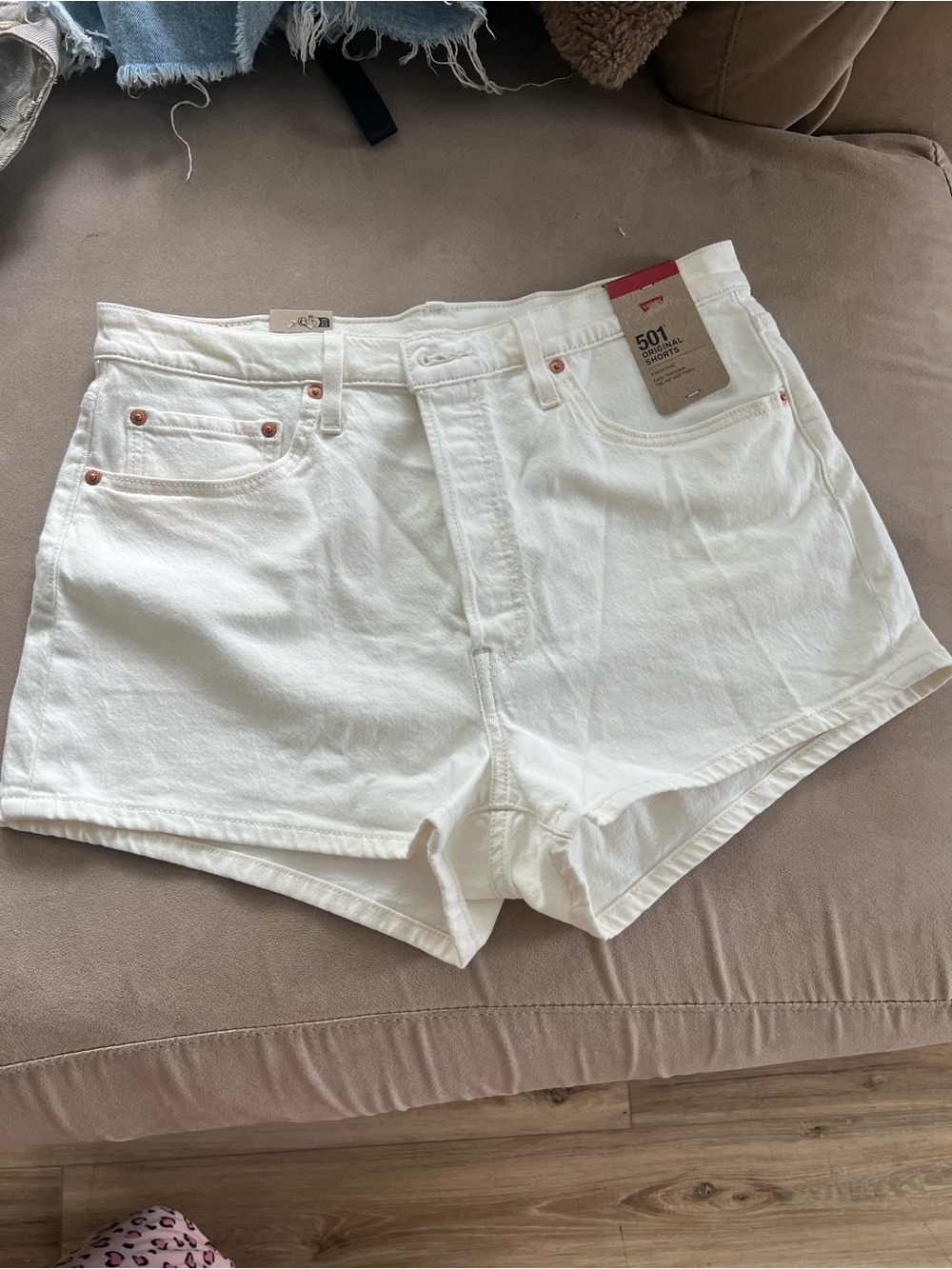 Levi's White 501 High-Rise Cutoff Shorts